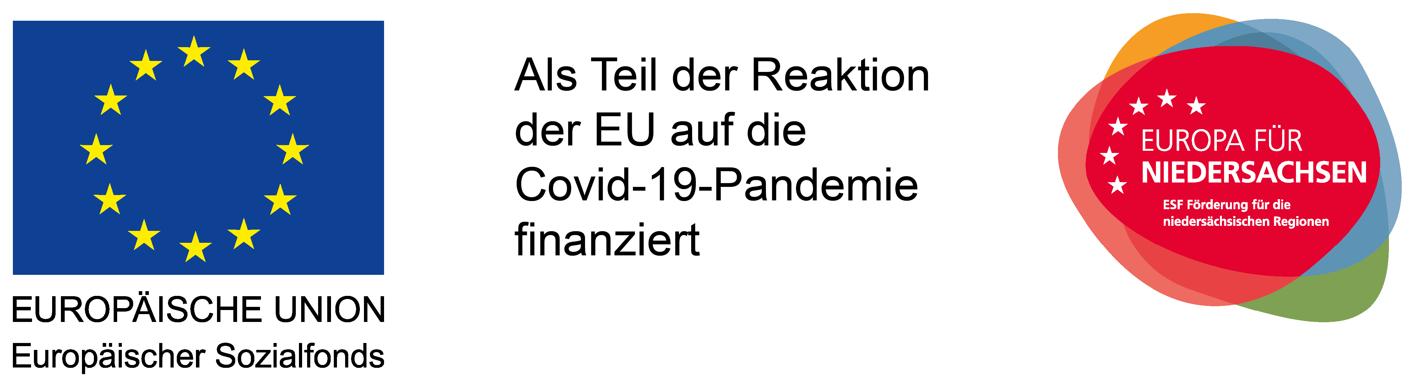 Flagge der europäischen Union, Schriftzug als Teil der Reaktion der EU auf die Covid-19-Pandemie finanziert, Logo der Nbank