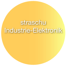 gelber Kreis mit dem Schriftzug straschu Industrie-Elektronik