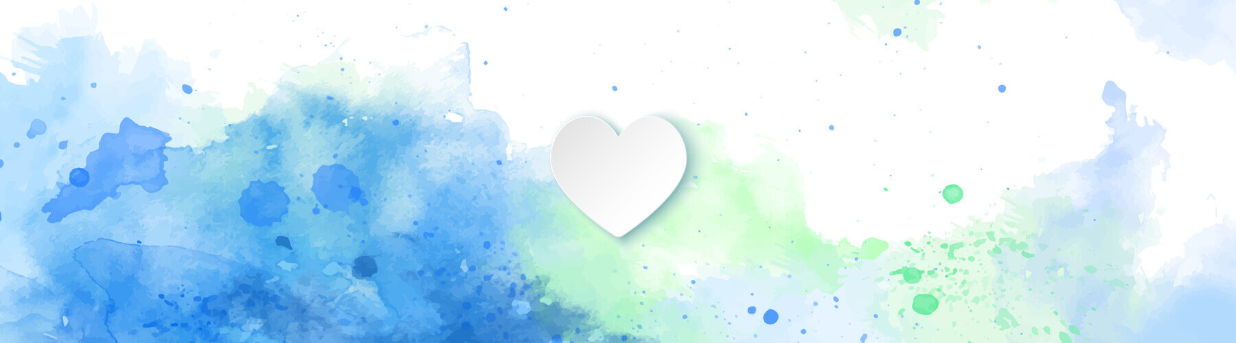 ein weißes Herz mit Blau und Grün